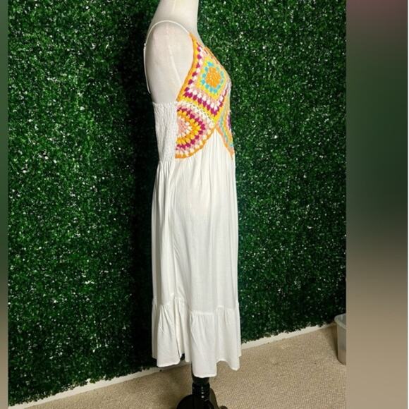*NWOT Boho Me Granny Square Crochet White Midi Dress – Sz S - Picture 6 of 9